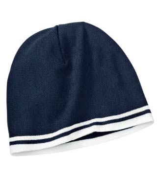 Fine Knit Skull Cap with Stripes