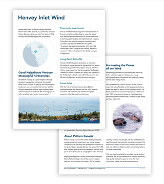 PA1P-S021 - Henvey Inlet Wind | Fact Sheet (Pack of 50)